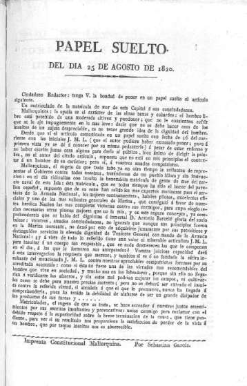 Correo de Mallorca 25-VIII-1820